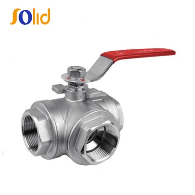 Stainless Steel Female Thread 3-Way Ball Valve Screw Ends, 1000wog